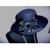 Xzetmar New York Woman Black Wool Felt Hat Satin Bow Accents Wide Brim Exclusive  eb-12678979